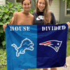 Detroit Lions vs New England Patriots House Divided Flag, NFL House Divided Flag