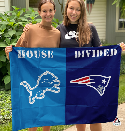 Lions vs Patriots House Divided Flag, NFL House Divided Flag