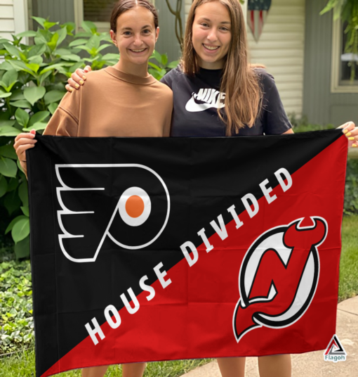 Flyers vs Devils House Divided Flag, NHL House Divided Flag