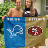 Detroit Lions vs San Francisco 49ers House Divided Flag, NFL House Divided Flag