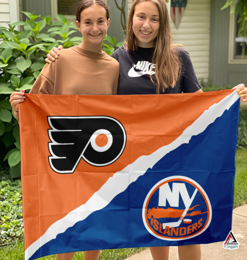 Flyers vs Islanders House Divided Flag, NHL House Divided Flag