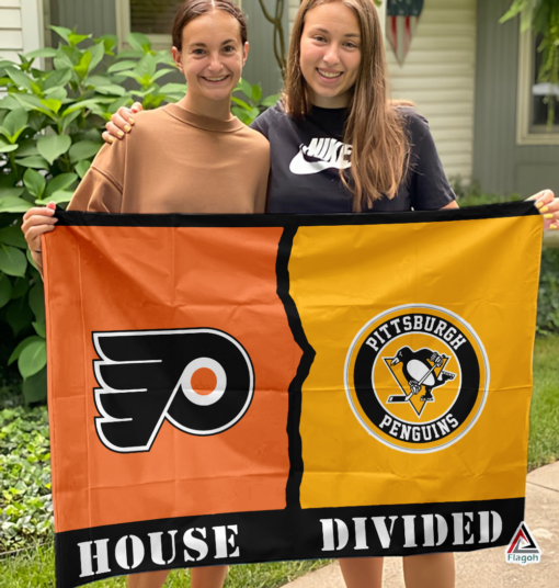 Flyers vs Penguins House Divided Flag, NHL House Divided Flag