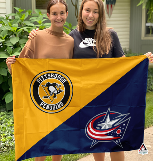 Penguins vs Blue Jackets House Divided Flag, NHL House Divided Flag