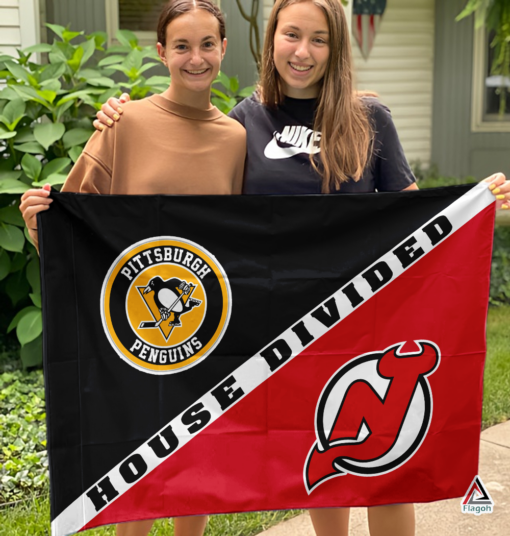 Penguins vs Devils House Divided Flag, NHL House Divided Flag