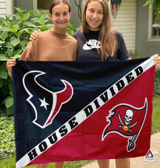 Texans vs Buccaneers House Divided Flag, NFL House Divided Flag