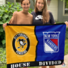 Pittsburgh Penguins vs New York Rangers House Divided Flag, NHL House Divided Flag