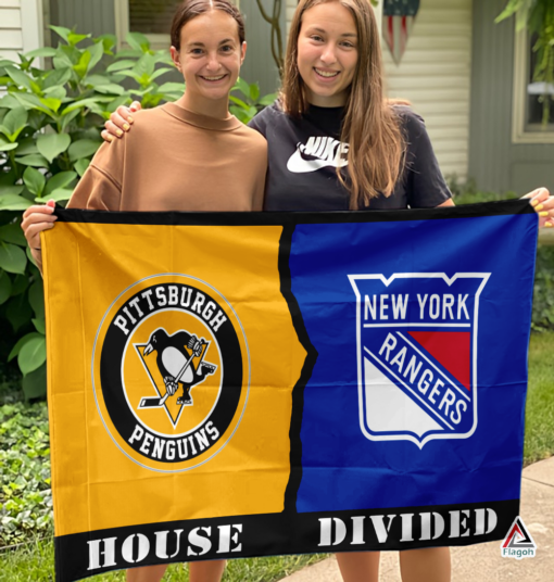 Penguins vs Rangers House Divided Flag, NHL House Divided Flag