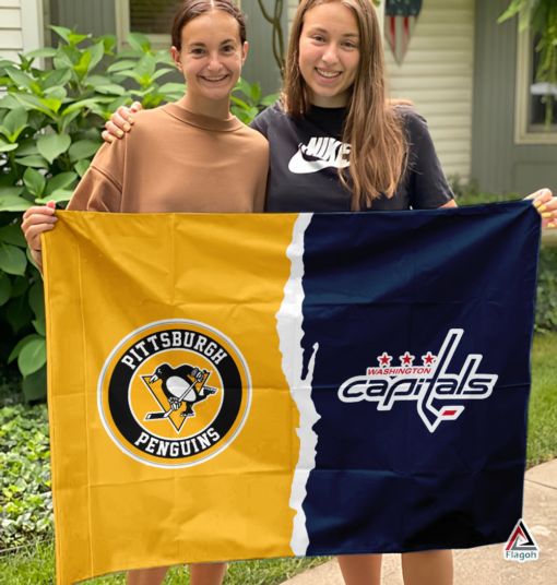 Penguins vs Capitals House Divided Flag, NHL House Divided Flag