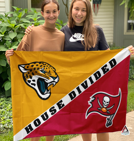 Jaguars vs Buccaneers House Divided Flag, NFL House Divided Flag