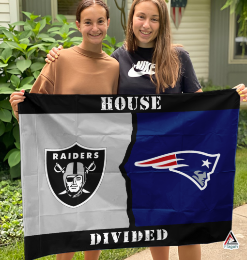 Raiders vs Patriots House Divided Flag, NFL House Divided Flag