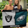 Las Vegas Raiders vs Philadelphia Eagles House Divided Flag, NFL House Divided Flag