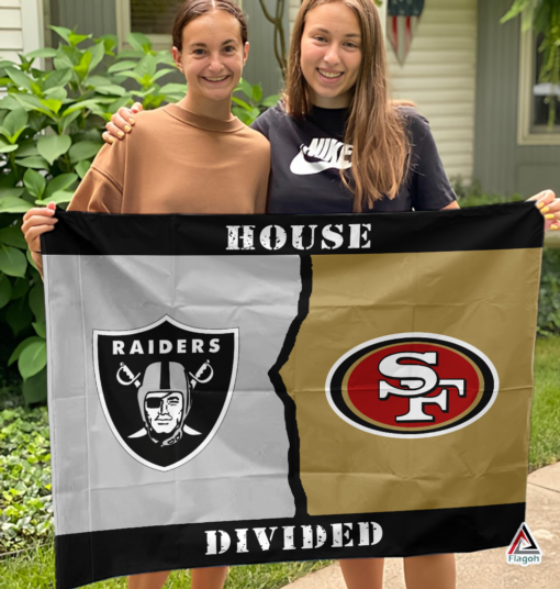 Raiders vs 49ers House Divided Flag, NFL House Divided Flag