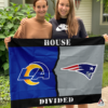 Los Angeles Rams vs New England Patriots House Divided Flag, NFL House Divided Flag