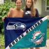 Seattle Seahawks vs Miami Dolphins House Divided Flag, NFL House Divided Flag