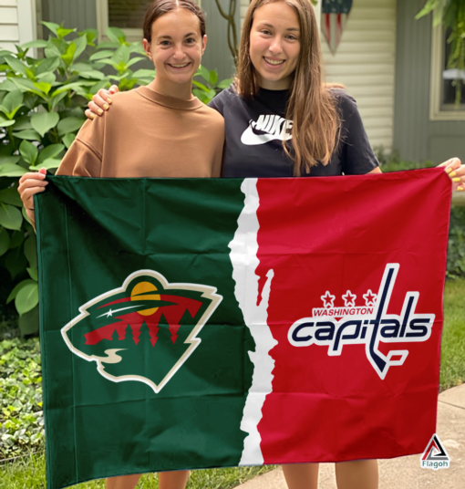 Wild vs Capitals House Divided Flag, NHL House Divided Flag