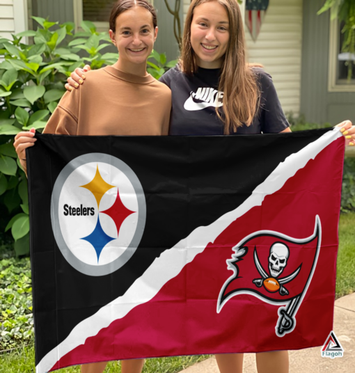 Steelers vs Buccaneers House Divided Flag, NFL House Divided Flag