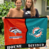 Denver Broncos vs Miami Dolphins House Divided Flag, NFL House Divided Flag