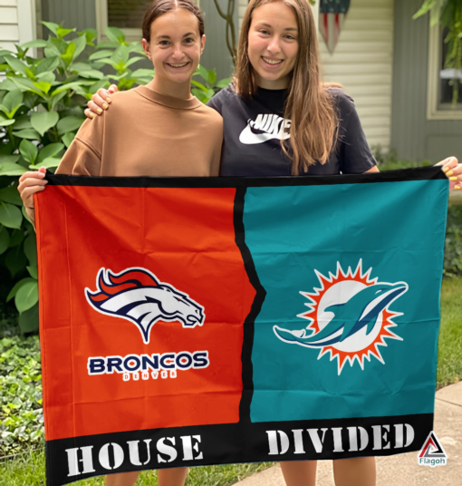 Broncos vs Dolphins House Divided Flag, NFL House Divided Flag