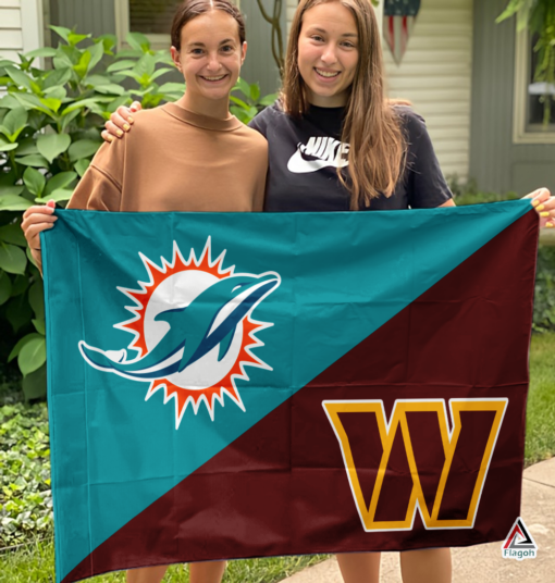 Dolphins vs Commanders House Divided Flag, NFL House Divided Flag