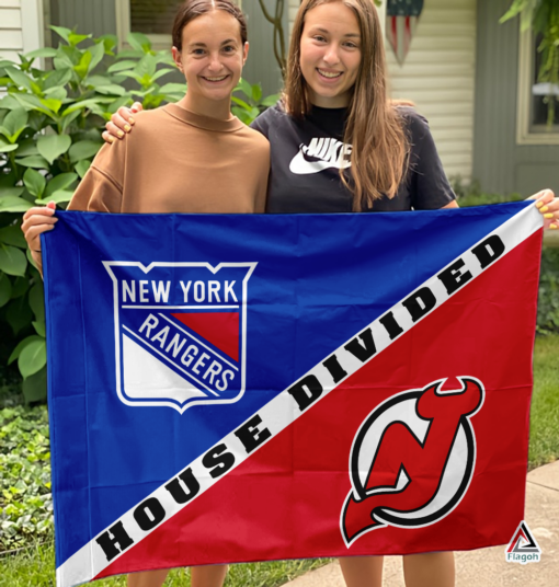 Rangers vs Devils House Divided Flag, NHL House Divided Flag