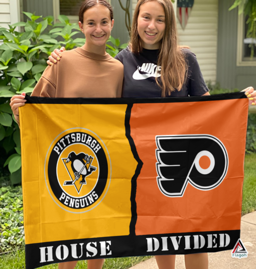 Penguins vs Flyers House Divided Flag, NHL House Divided Flag