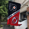 Philadelphia Flyers vs New Jersey Devils House Divided Flag, NHL House Divided Flag