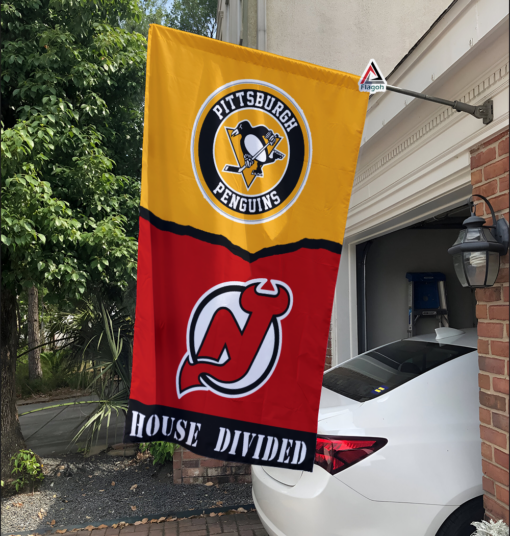 Penguins vs Devils House Divided Flag, NHL House Divided Flag