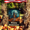 Pumpkin Garden Flag Mockup Happy Halloween garden flag6 SashaNDesign