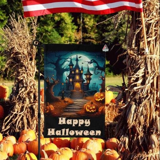 Happy Halloween Flag, Haunted House Halloween Garden Flag