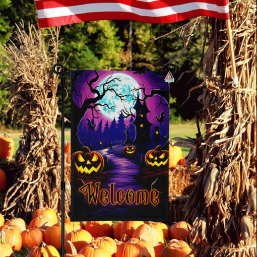 Halloween Dark Spooky Welcome Flag, Creepy Flag