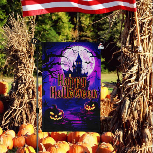 Halloween Welcome Flag, Happy Halloween Haunted House Flag, Pumpkin Decorative Welcome Garden Flag