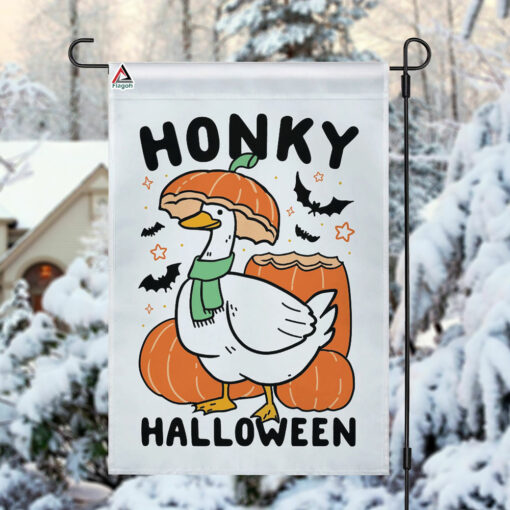 Honky Halloween Goose Flag, Happy Halloween Honkus Ponkus Witch Duck Flag