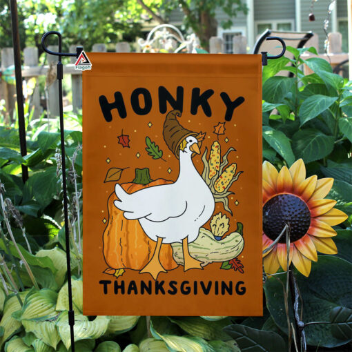 Honky Thanksgiving Flag, Funny Pumpkin Farmhouse Autumn Flag