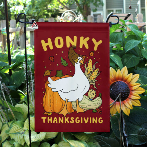 Honky Thanksgiving Flag, Funny Thanksgiving Home Decor, Goose Lovers Gift Flag