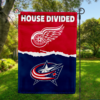 Detroit Red Wings vs Columbus Blue Jackets House Divided Flag, NHL House Divided Flag