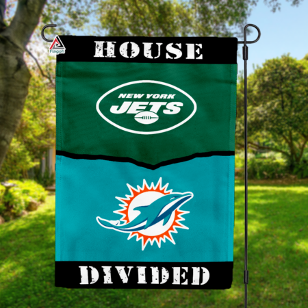 Jets vs Dolphins House Divided Flag, NFL House Divided Flag