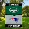 New York Jets vs New England Patriots House Divided Flag, NFL House Divided Flag