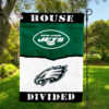 New York Jets vs Philadelphia Eagles House Divided Flag, NFL House Divided Flag