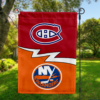 Montreal Canadiens vs New York Islanders House Divided Flag, NHL House Divided Flag