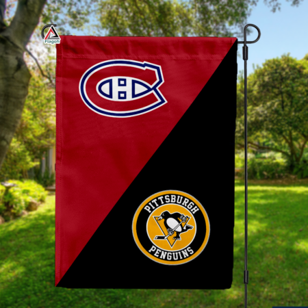 Canadiens vs Penguins House Divided Flag, NHL House Divided Flag