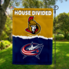 Ottawa Senators vs Columbus Blue Jackets House Divided Flag, NHL House Divided Flag