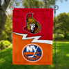 Ottawa Senators vs New York Islanders House Divided Flag, NHL House Divided Flag