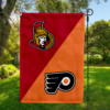 Ottawa Senators vs Philadelphia Flyers House Divided Flag, NHL House Divided Flag