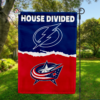 Tampa Bay Lightning vs Columbus Blue Jackets House Divided Flag, NHL House Divided Flag