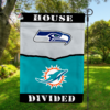 Seattle Seahawks vs Miami Dolphins House Divided Flag, NFL House Divided Flag