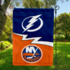 Tampa Bay Lightning vs New York Islanders House Divided Flag, NHL House Divided Flag