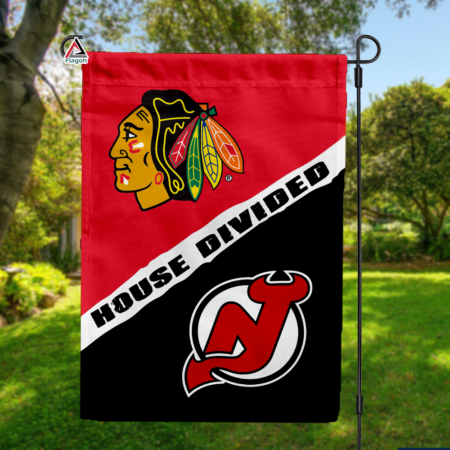 Blackhawks vs Devils House Divided Flag, NHL House Divided Flag