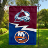 Colorado Avalanche vs New York Islanders House Divided Flag, NHL House Divided Flag