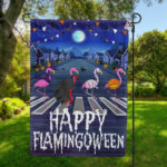 Happy Flamigoween Flag, Funny Flamigo Garden Flag, Flamigo Lover Gifts