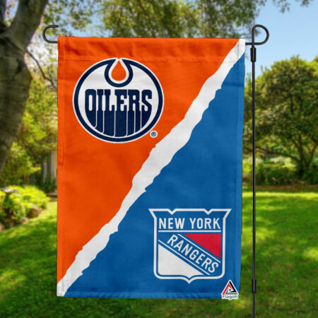 Oilers vs Rangers House Divided Flag, NHL House Divided Flag